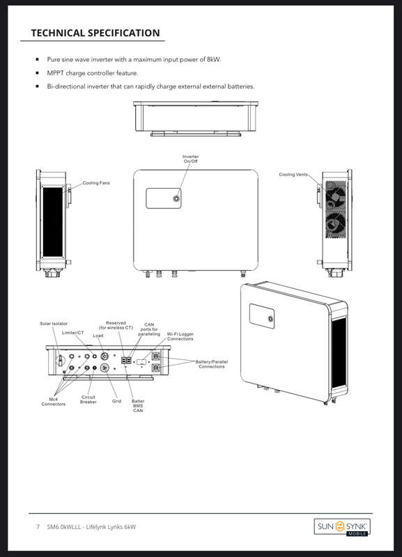 6KW Sunsynk Lynks Hybrid Inverter  High-Efficiency Single-Phase Power + WIFI