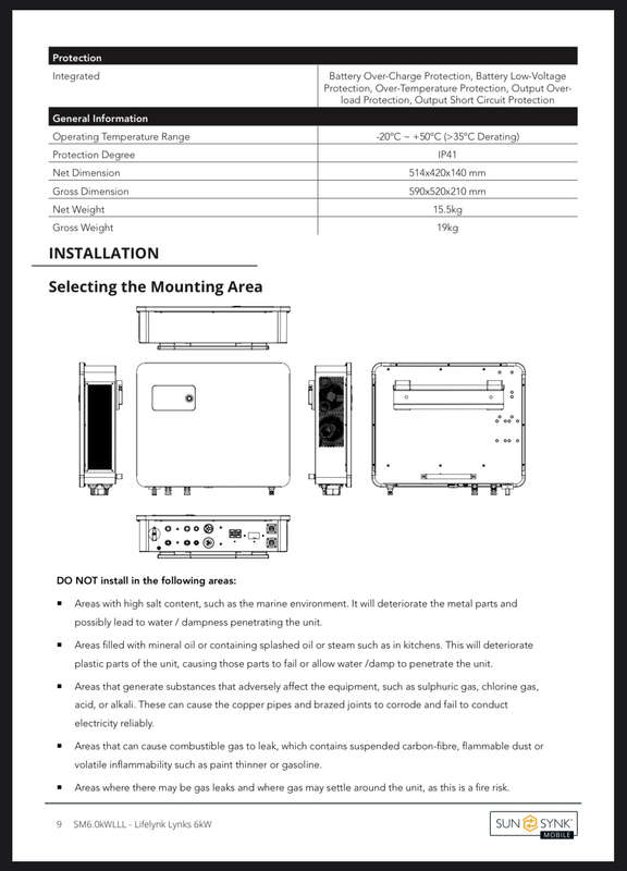 6KW Sunsynk Lynks Hybrid Inverter  High-Efficiency Single-Phase Power + WIFI