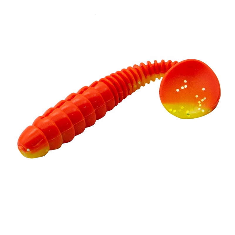 Fishing Lure Soft Paddle Bait 5 per packet Orange & Yellow with glitter