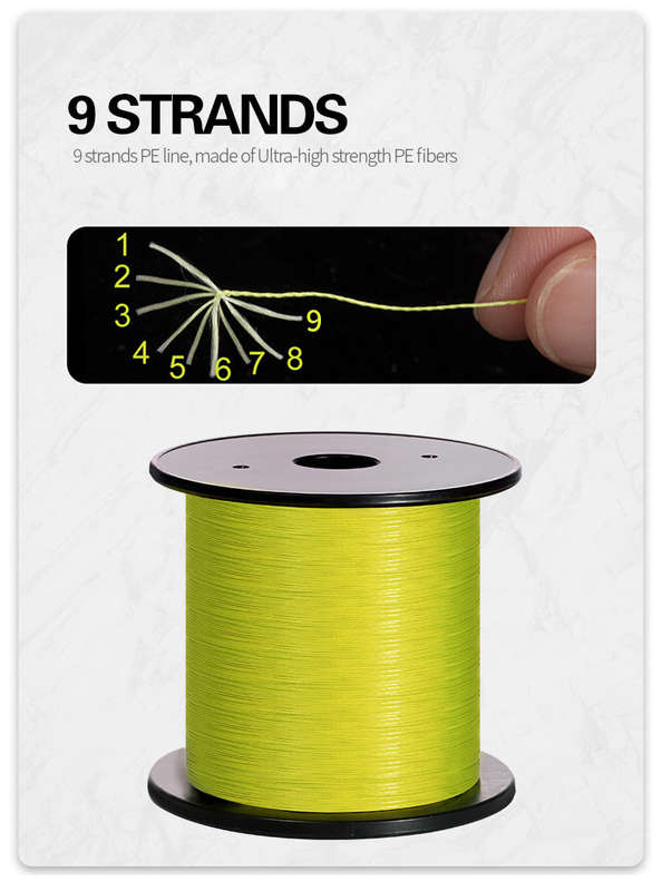 Braided Fishing Line 9 Strand 53kg / 116lb 0.43mm 500m spool Yellow