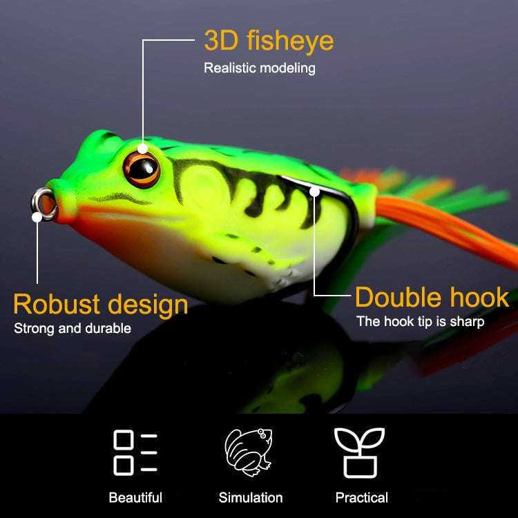 Frog Fishing Lure with fitted double hook 9gr 5cm (set of 2) White/Yellow/Black