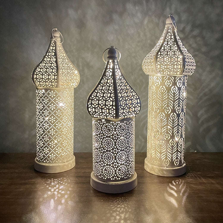 Moroccan Hollow LED Wrought Iron Decorative Lamp 28cm White