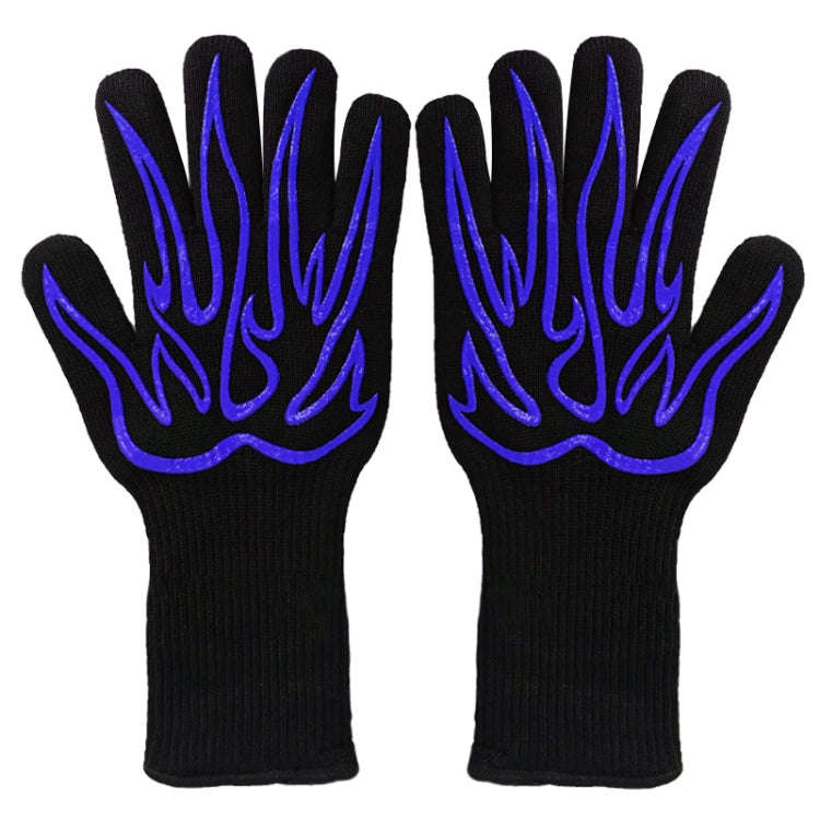 Braai Gloves Silicone Big Flame Blue 32cm Long 1 Pair Package