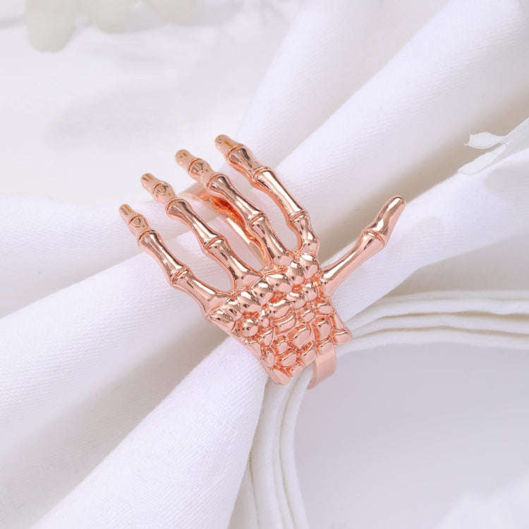 Napkin Rings - Halloween Ghost Skeleton Hand - Round - 4-Piece Bronze Pink