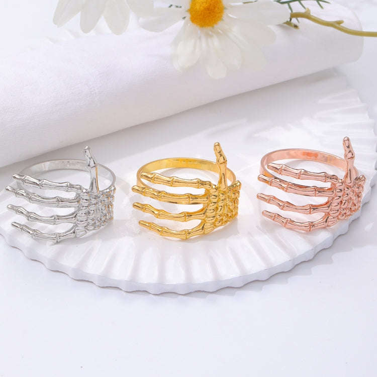 Napkin Rings - Halloween Ghost Skeleton Hand - Round - 4-Piece Bronze Pink