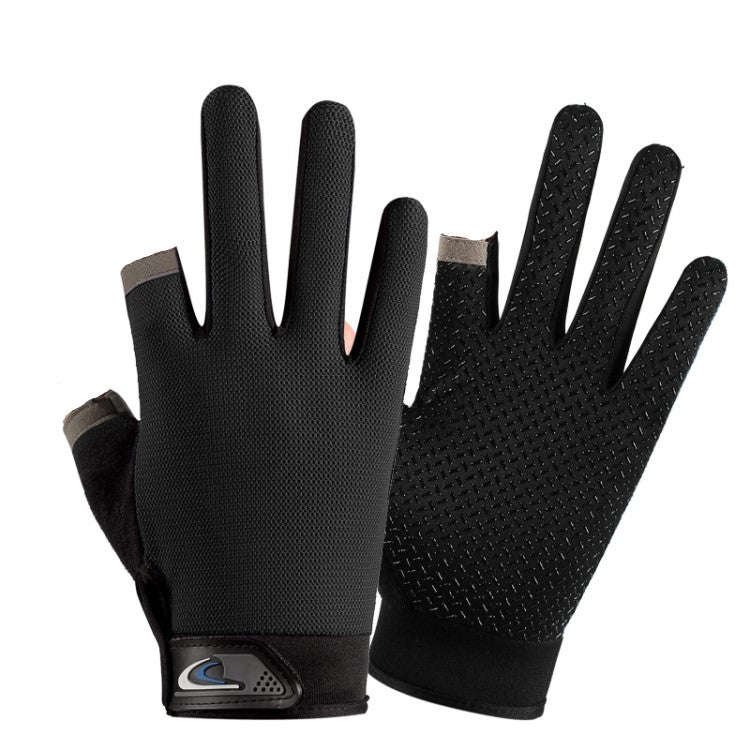 Fishing and other Sports Gloves Non-Slip Two-Finger Exposed Black - Pair