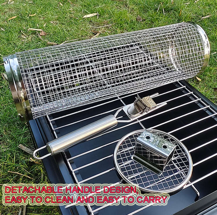 Braai Round Mesh Tube Stainless Steel 30cm X 9cm with Handle