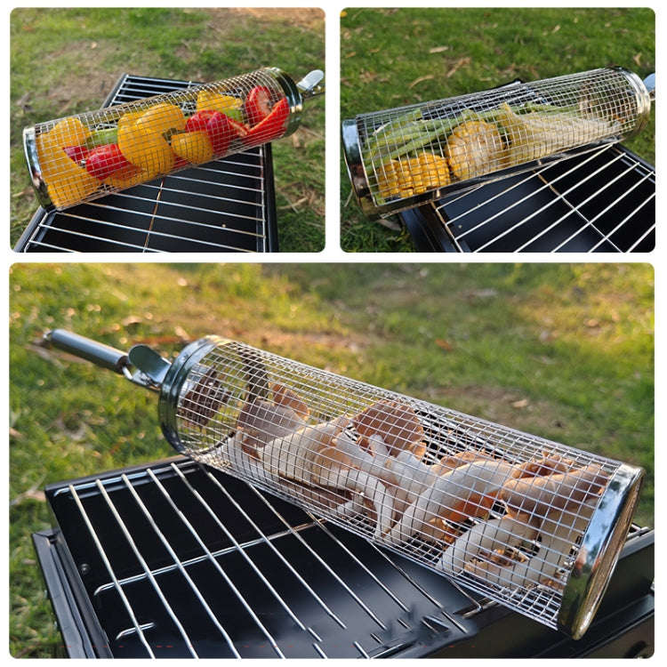 Braai Round Mesh Tube Stainless Steel 30cm X 9cm with Handle