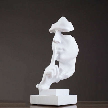 Resin Ornament of Golden Abstract Characters - Silence White