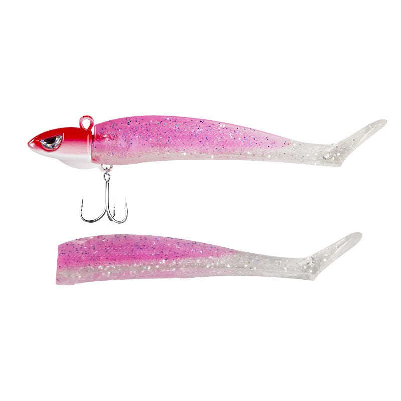 Fishing Lure Soft Minnow Style with Jig Head Glitter Light Purple