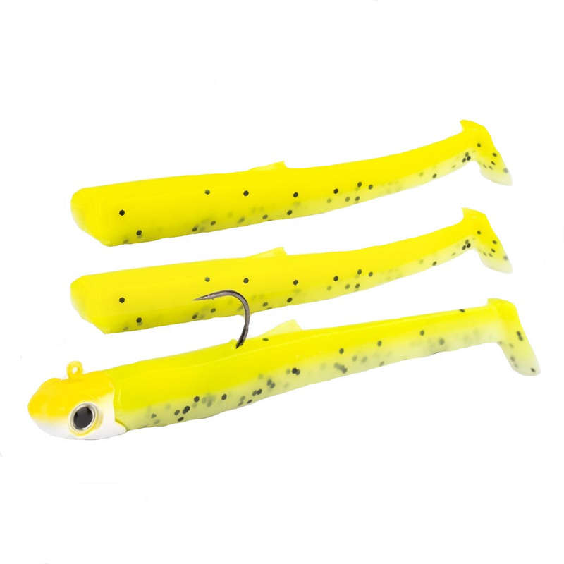 Fishing Lure Soft Minnow Style Green Shiner with Jig Head Yellow