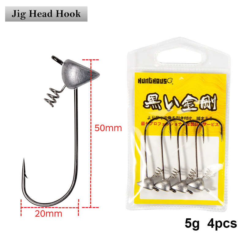 Jig Head with built in spiral screw for Soft Bait 5 gram 4 per packet