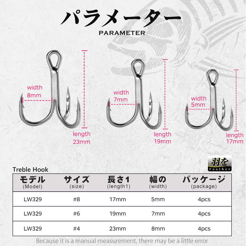 Fish Hook #4 Treble with Feather Teaser