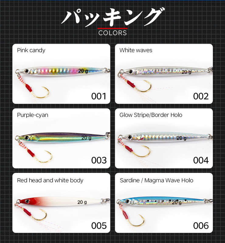 Fishing Lure Metal Jig Slide Stick Red Head White Body