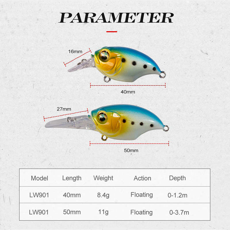 Fishing Lure Hard Wobbler Pinball Crankbait 50mm lure 27mm lip colour 3