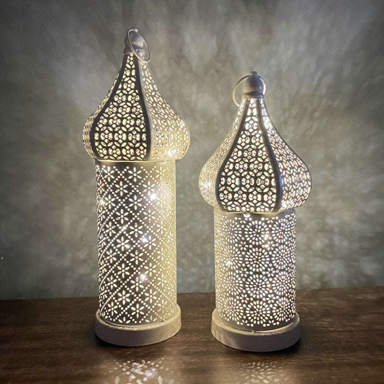 Moroccan Hollow LED Wrought Iron Decorative Lamp 36cm White