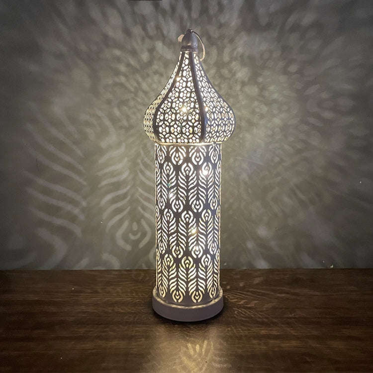 Moroccan Hollow LED Wrought Iron Decorative Lamp 36cm White