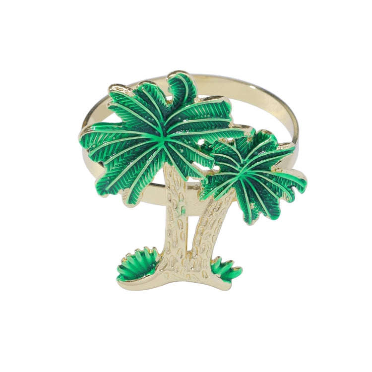 Napkin Ring Western Restaurant Coconut Tree Metal Alloy 4 Pieces