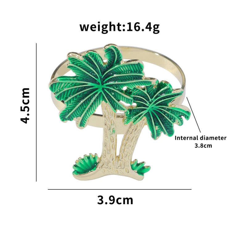 Napkin Ring Western Restaurant Coconut Tree Metal Alloy 4 Pieces