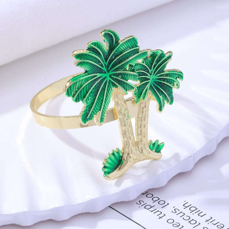 Napkin Ring Western Restaurant Coconut Tree Metal Alloy 4 Pieces