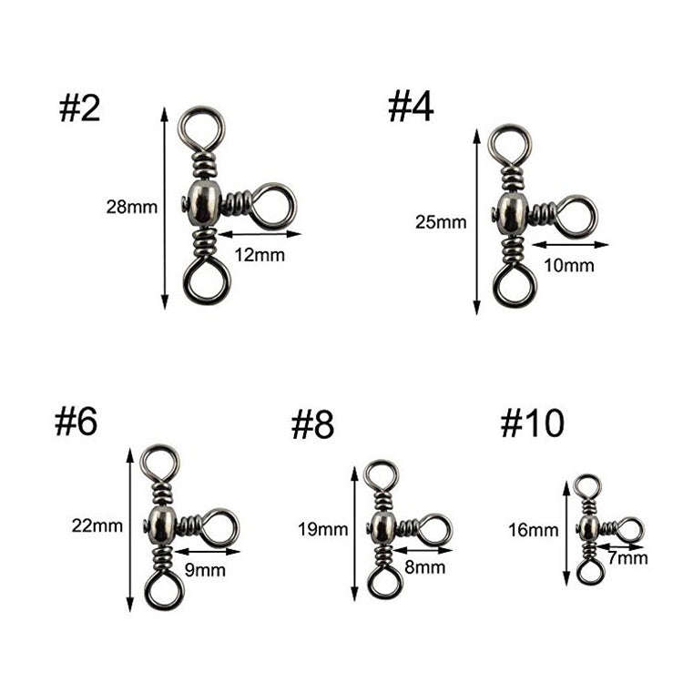 Fishing Swivel 3 Way Bottle shaped 5 different sizes box total 115 Pieces