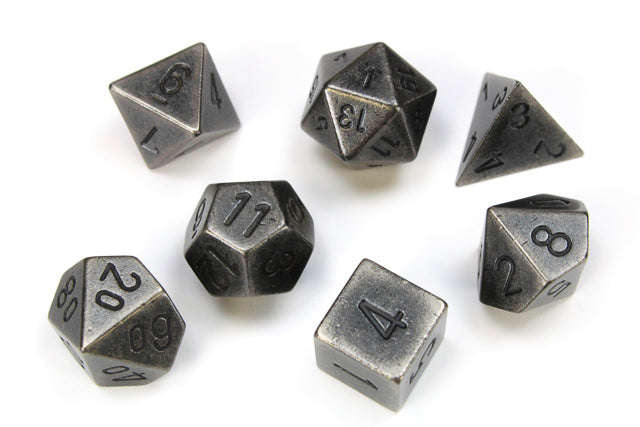 Metal Polyhedral Dark Metal (7) (Dice Sets & Games)