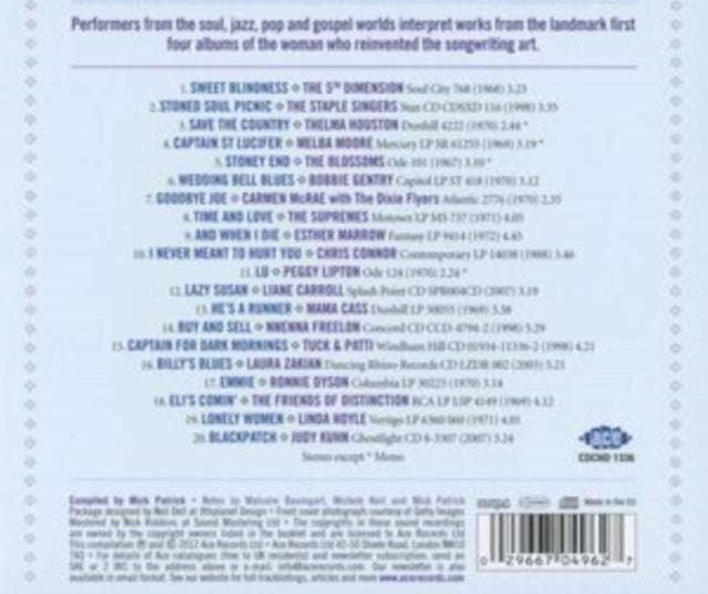 Various Artists - Sassafras & Moonshine - The Songs Of Laura Nyro (CD)