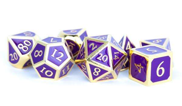 16mm Polyhedral Gold with Purple Enamel (Dice Sets & Games)