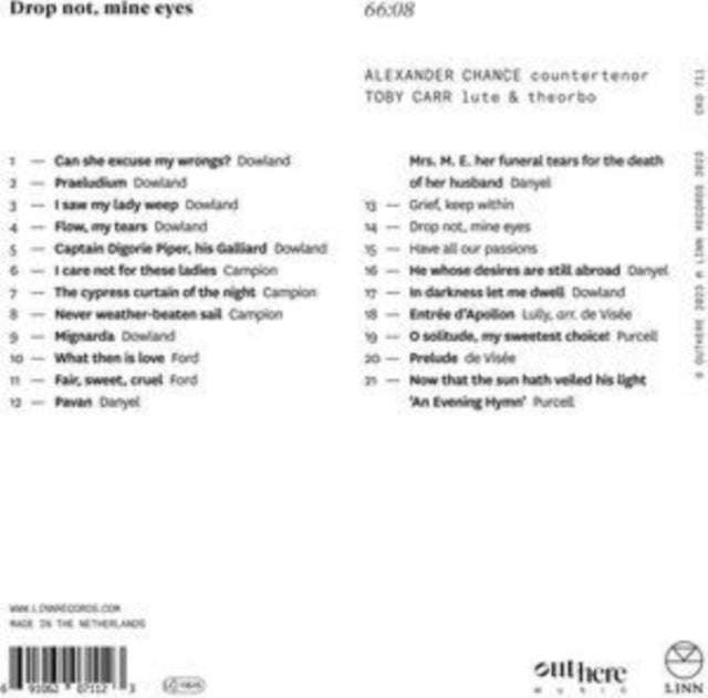 Alexander Chance / Toby Carr - Drop Not / Mine Eyes (CD)