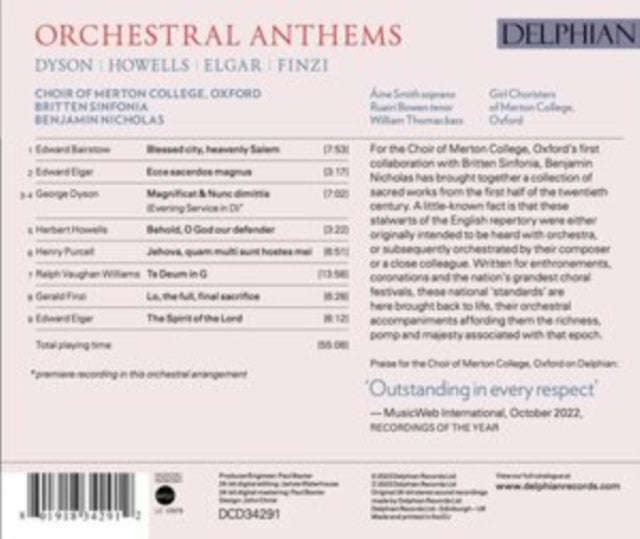 Choir Of Merton College / Oxford / Benjamin Nicholas & Britten Sinfonia - Orchestral Anthems: Elg...