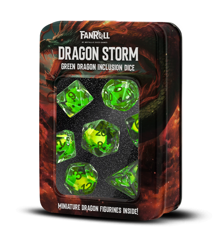 Dragon Storm Inclusion Resin Dice Set Green Dragon (Dice Sets & Games)