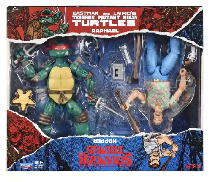 Bandai: 2 Pack Action Figure VS - TMNT vs Stranger Things (Raphael & Hopper) (Figures)