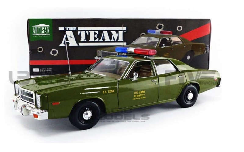 Greenlight Collectibles - 1/18 The A -Team (1983 -87 TV) - 1977 Plymouth Fury US Army Police