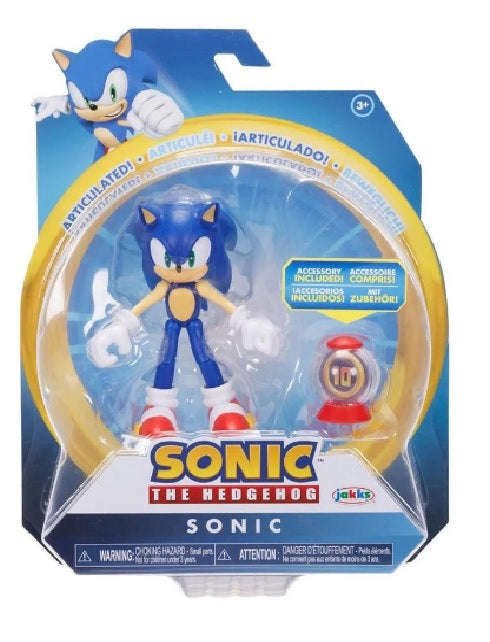Sonic - 4 inch Articulated Figure - Sonic with Accessory (10 rings)