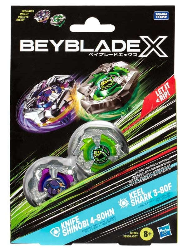 Beyblade X - Dual Pack - Knife Shinobi 4 -80HN (Defense) & Keel Shark 3 -80F (Attack)