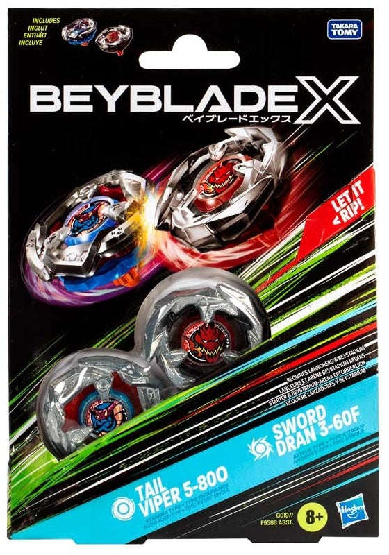 Beyblade X - Dual Pack - Tail Viper 5 -800 (Stamina) & Sword Dran 3 -60F (Attack)