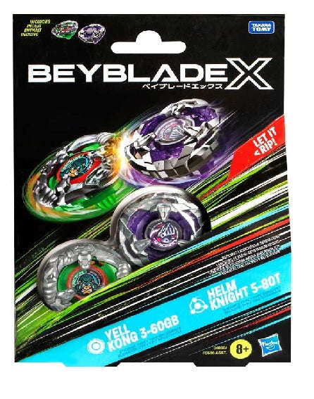 Beyblade X - Dual Pack - Yell Kong 3 -60GB (Stamina) & Helm Knight 5 -80T (Balance)