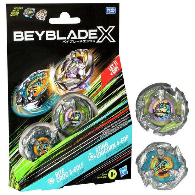 Beyblade X - Dual Pack- Bite Croc 3-60LF (Attack) & Sting Unicorn 4-60P (Balance) (Toys)