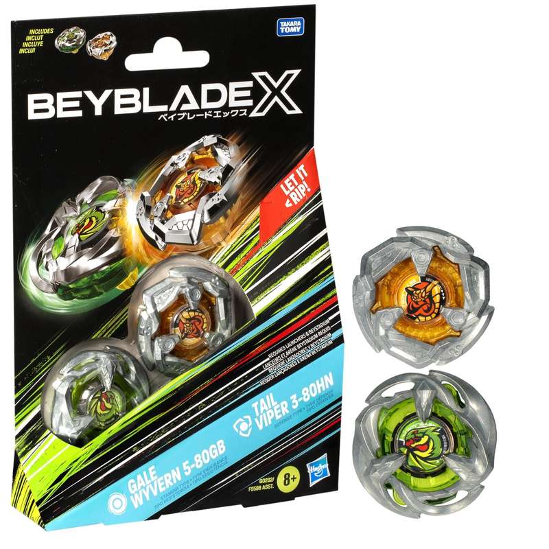 Beyblade X - Dual Pack - Gale Wyvern 5 -80GB (Stamina) & Tail Viper 3 -80HN (Defense)