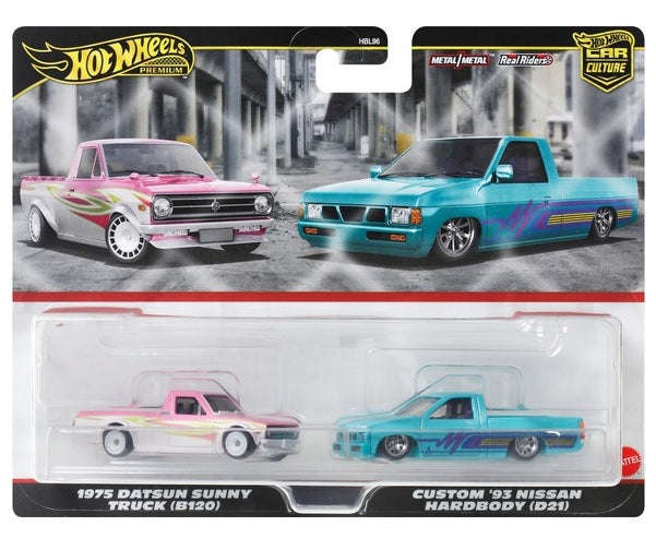 Hot Wheels - Premium Car Culture - Real Riders 2-pack (1975 Datsun Sunny Truck B120 & Custom 93 N...