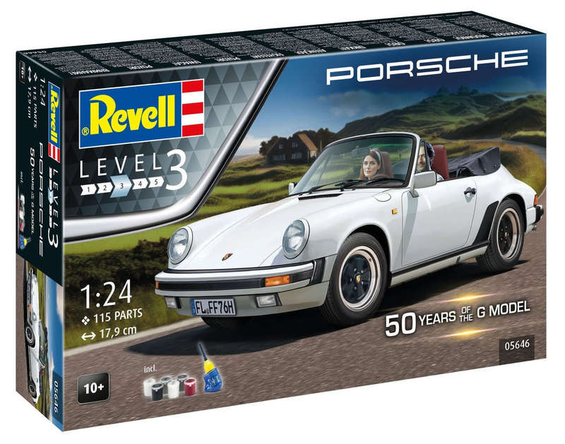 Revell Gift Set Porsche 911 G-Model Cabrio 50th Anniv. 1:24 (Model Kit)