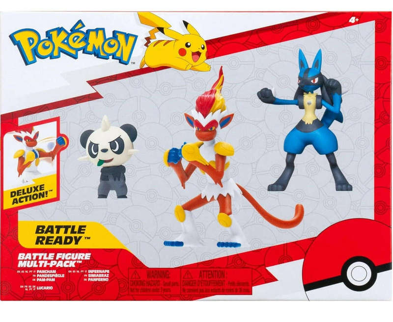 Pokemon - PKW - 3 Fighting-Type Figure Pack Asst - 4.5 inch Infernape, 3 inch Lucario, 2 inch Pan...