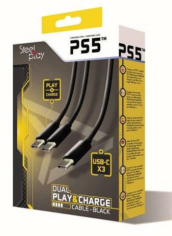 Steelplay Dual Play & Charge Cable (Black) (PS5)