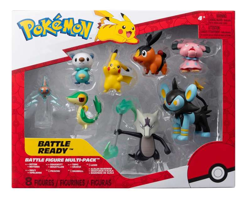 Pokemon - Battle figure 8PK: Tepig, Oshawott, Snivy with Stand, Rotom with Stand, Pikachu #5, Snu...
