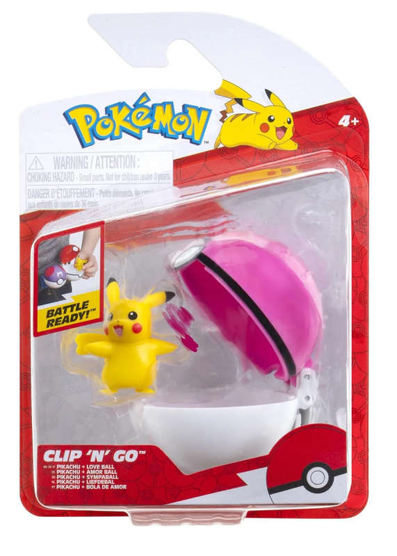 Pokemon - Clip 'N' Go (Fem Pikachu with Loveball ) W17 (Toys)