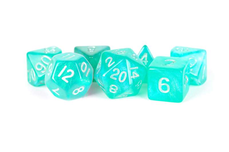 16mm Stardust Acrylic Poly Dice Set Turquoise (Dice Sets & Games)