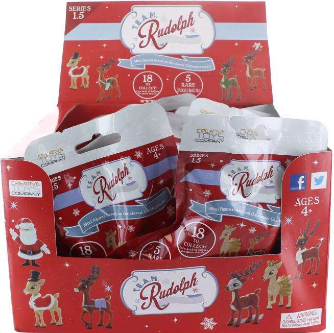 TEAM Rudolph Reindeer Stocking Foilbag 18 piece CDU (series 1.5) / Toys
