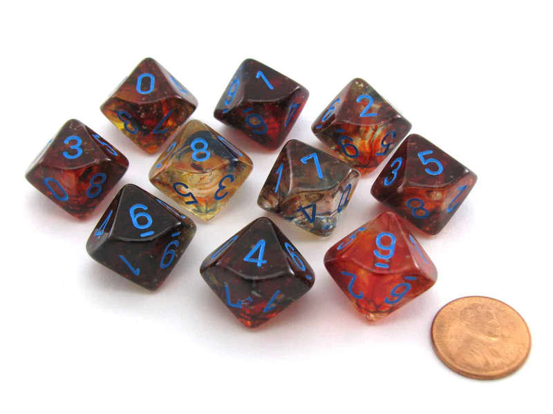 Nebula Primary/blue Luminary Set of Ten d10s (Dice Sets & Games)