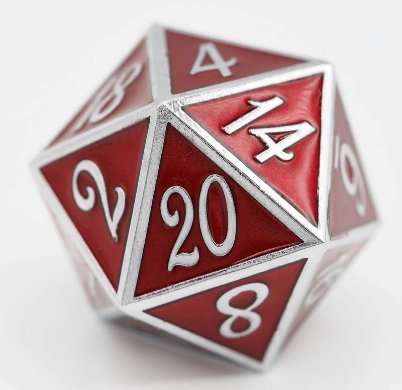 D20 Silver with Ruby 35mm Extra Large (Dice Sets & Games)