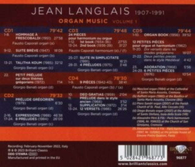 Giorgio Benati / Fausto Caporali - Langlais: Organ Music / Volume 1 (CD)